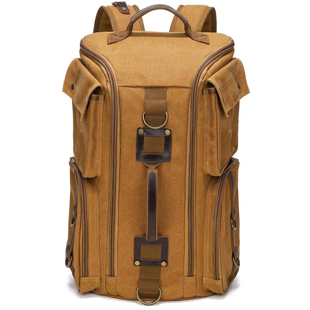 OEM Convertible Retro Outdoor Backpack with Durable PU Leather Accents