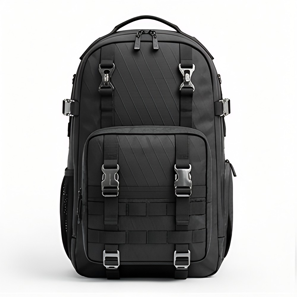 Modular Techwear Backpack, Urban Tactical Laptop Rucksack with Detachable Front Pouch, Heavy-Duty Business Travel Gear