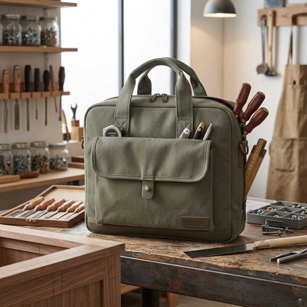Tool Bag Heavy Duty Canvas and Leather Material Woodworking and Technicians B2B