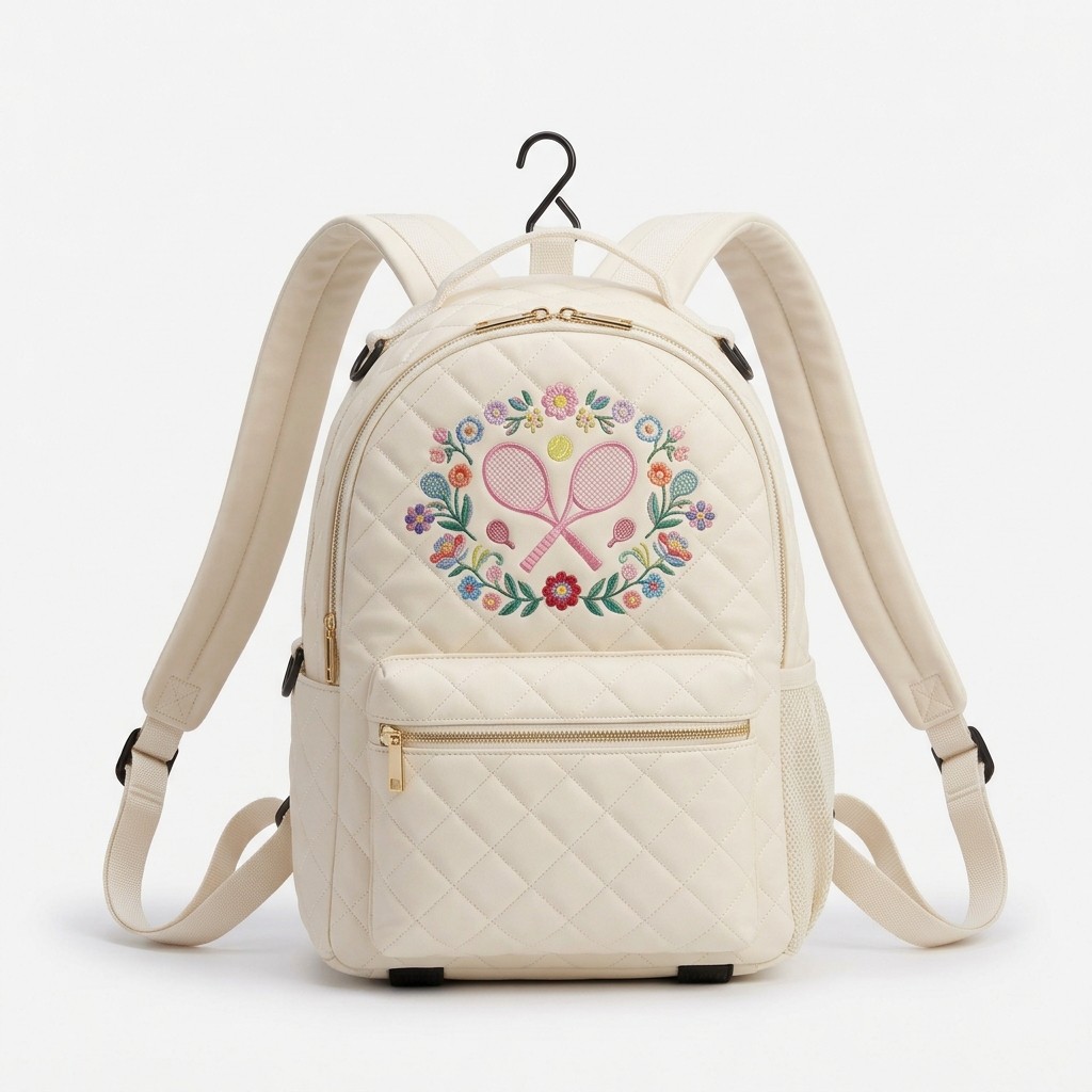 Tennis Bag Quilted PU Leather Neutral Tone For Women Athletes B2B