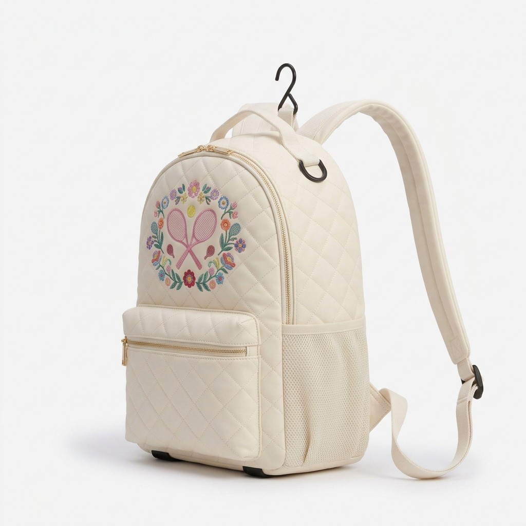 Tennis Bag Quilted PU Leather Neutral Tone For Women Athletes B2B