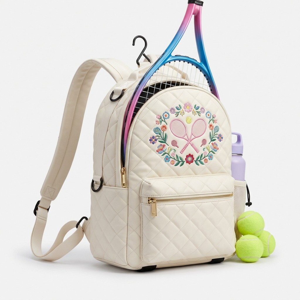 Tennis Bag Quilted PU Leather Neutral Tone For Women Athletes B2B