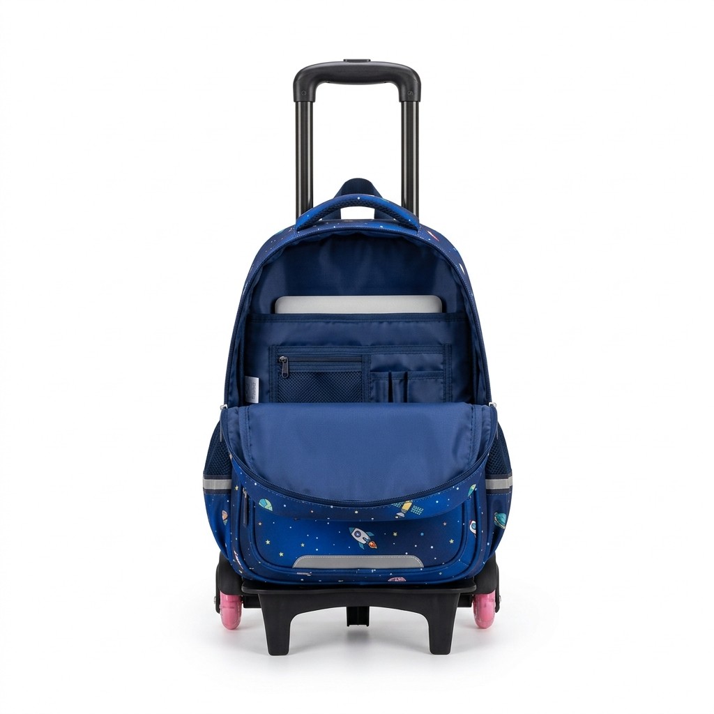 School Trolley Bag Space Print Nylon For Primary Students Kids B2B