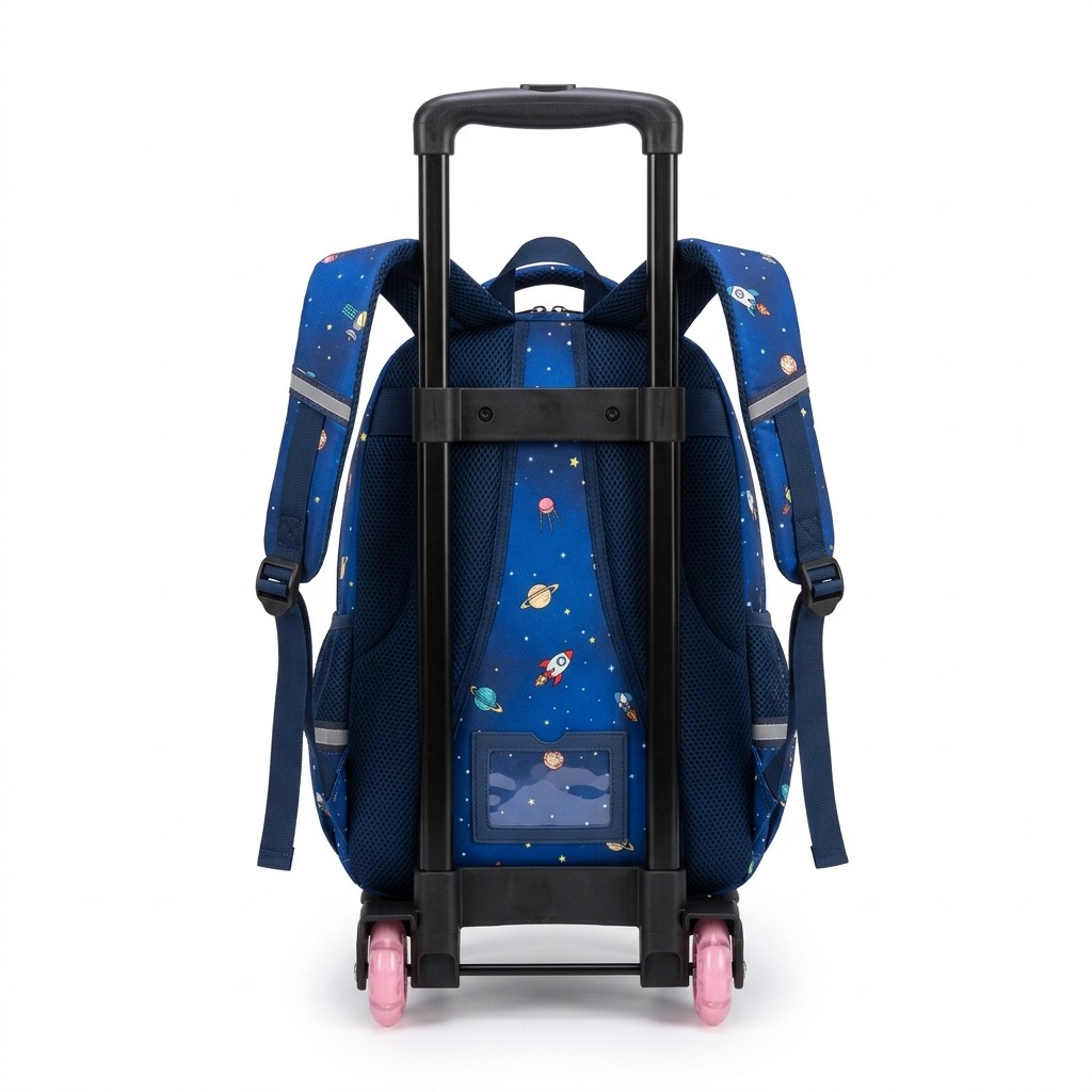 School Trolley Bag Space Print Nylon For Primary Students Kids B2B