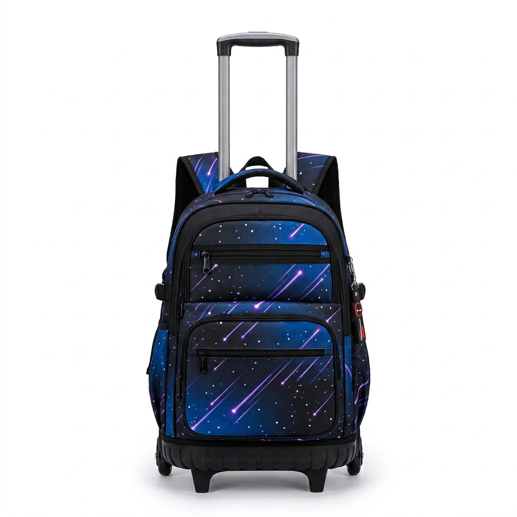 School Trolley Bag Starry Sky Polyester For Students Teens Laptop B2B
