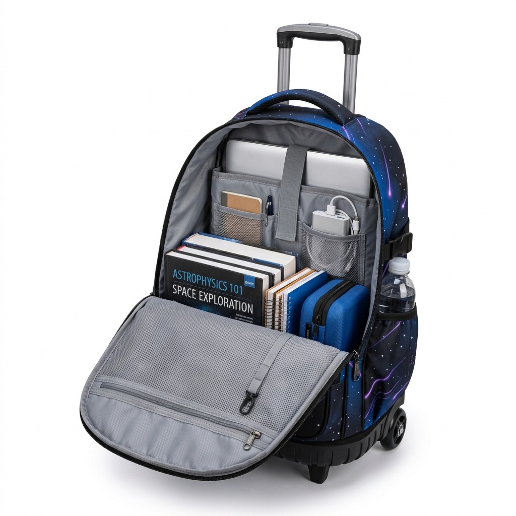 School Trolley Bag Starry Sky Polyester For Students Teens Laptop B2B