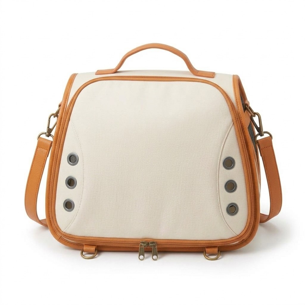 Pet Carrier Bag Leather Trim Canvas For Travel Small Dogs Cats B2B