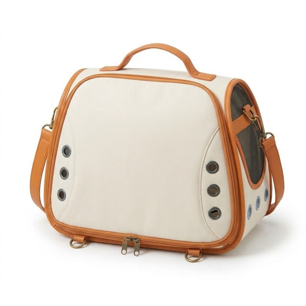 Pet Carrier Bag Leather Trim Canvas For Travel Small Dogs Cats B2B
