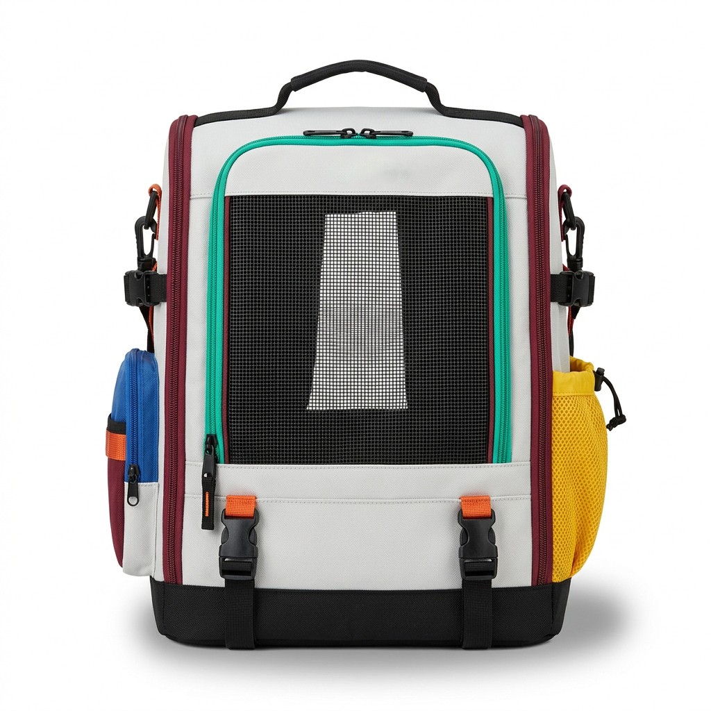 Pet Carrier Backpack Breathable Mesh Color Block For Outdoor Travel Small Dogs Cats B2B