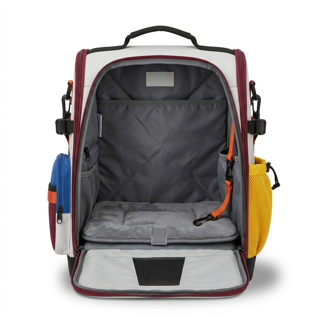 Pet Carrier Backpack Breathable Mesh Color Block For Outdoor Travel Small Dogs Cats B2B
