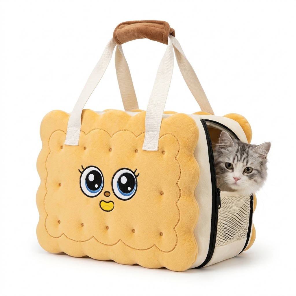 Pet Carrier Plush Biscuit Shape For Travel Small Dogs Cats B2B