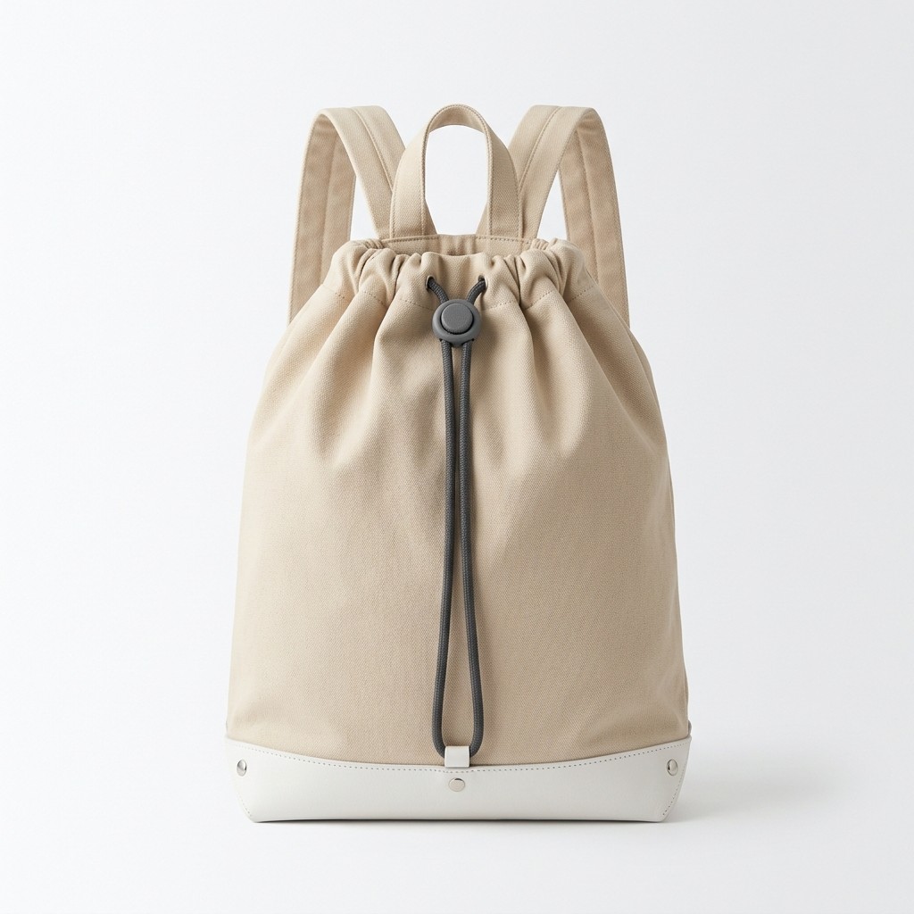 Fashion School Bag Drawstring Canvas Leather Trim For Students Teens B2B