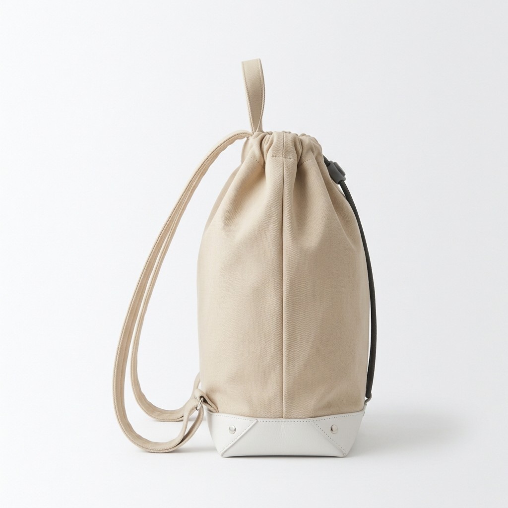 Fashion School Bag Drawstring Canvas Leather Trim For Students Teens B2B