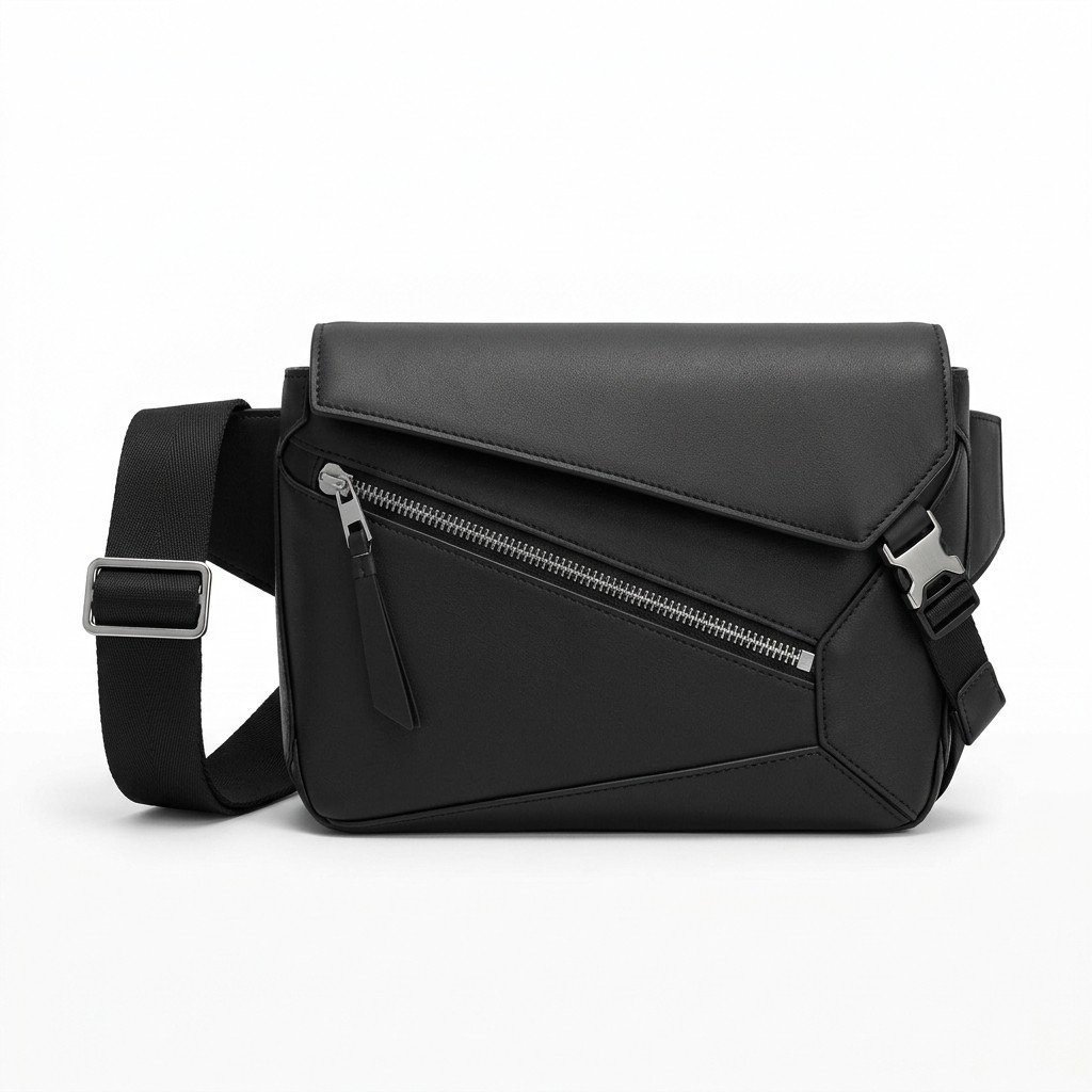 Fashion Waist Bag Leather Geometric For Men Casual B2B