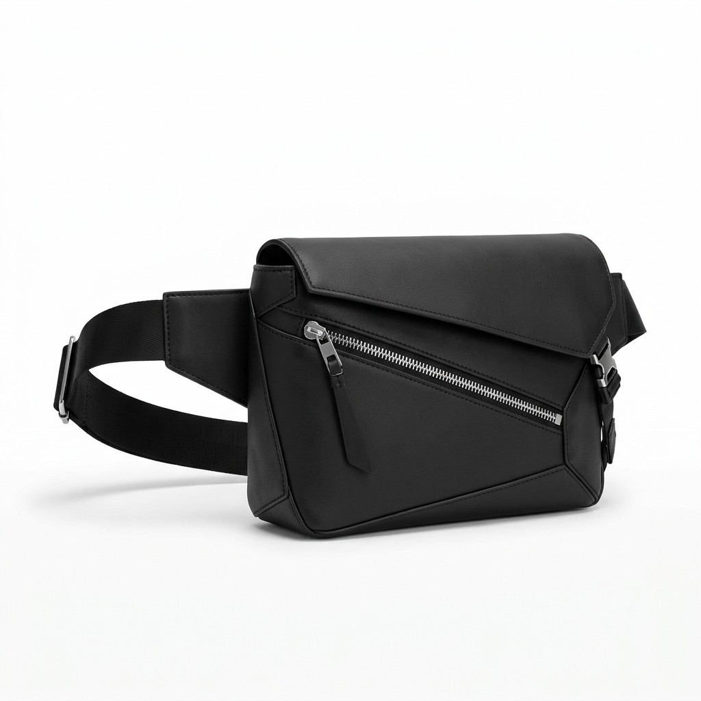 Fashion Waist Bag Leather Geometric For Men Casual B2B