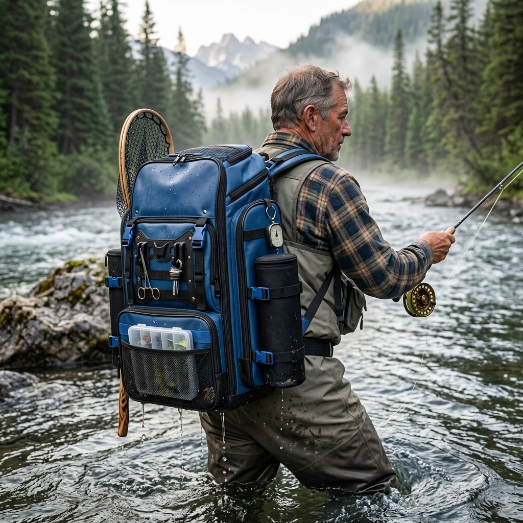 Fishing Bag Backpack Waterproof Leather For Anglers Outdoor B2B