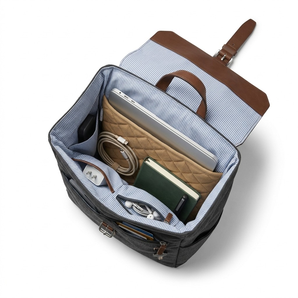 Business Backpack Canvas Leather For Men Commute B2B