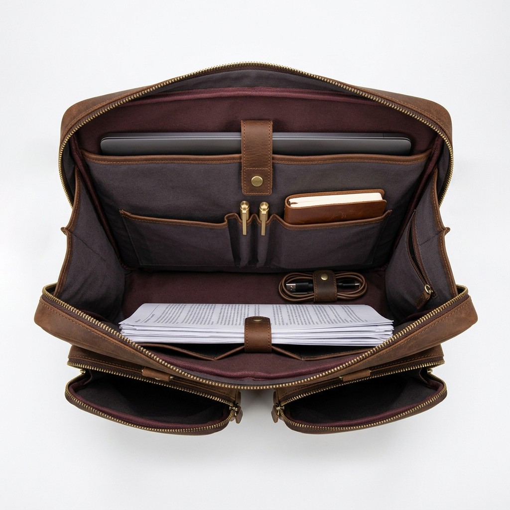 Briefcase Vintage Leather For Men Business B2B