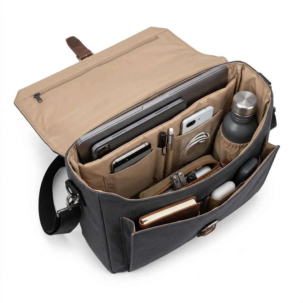 Work Bag Canvas Leather For Men Commute B2B