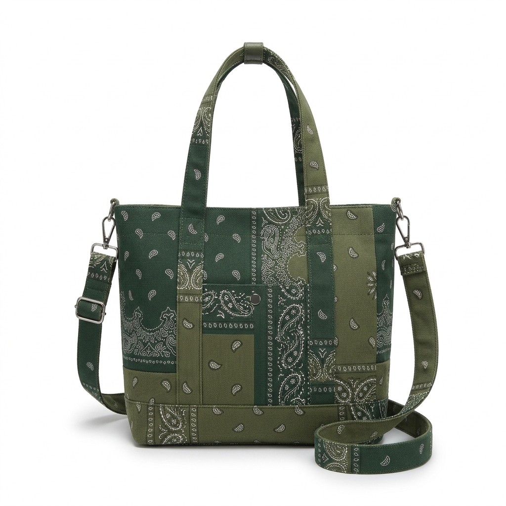 Shopping Bag Canvas Bandana Print For Daily Women B2B