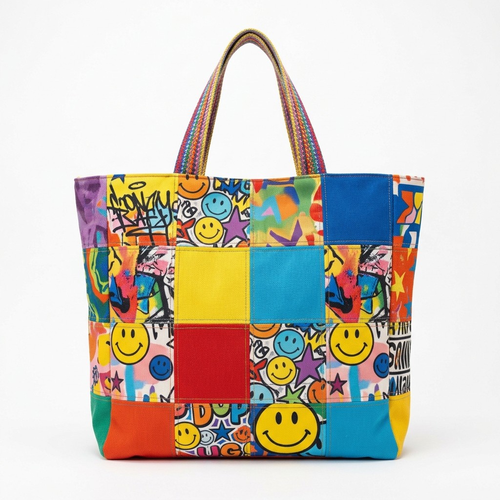 Shopping Bag Canvas Gra.ffiti Print For Daily Women B2B