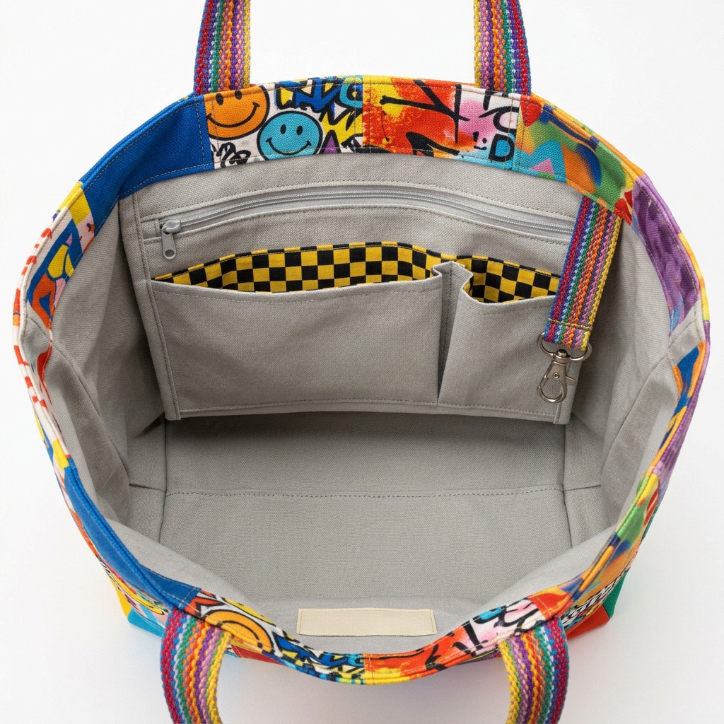 Shopping Bag Canvas Gra.ffiti Print For Daily Women B2B