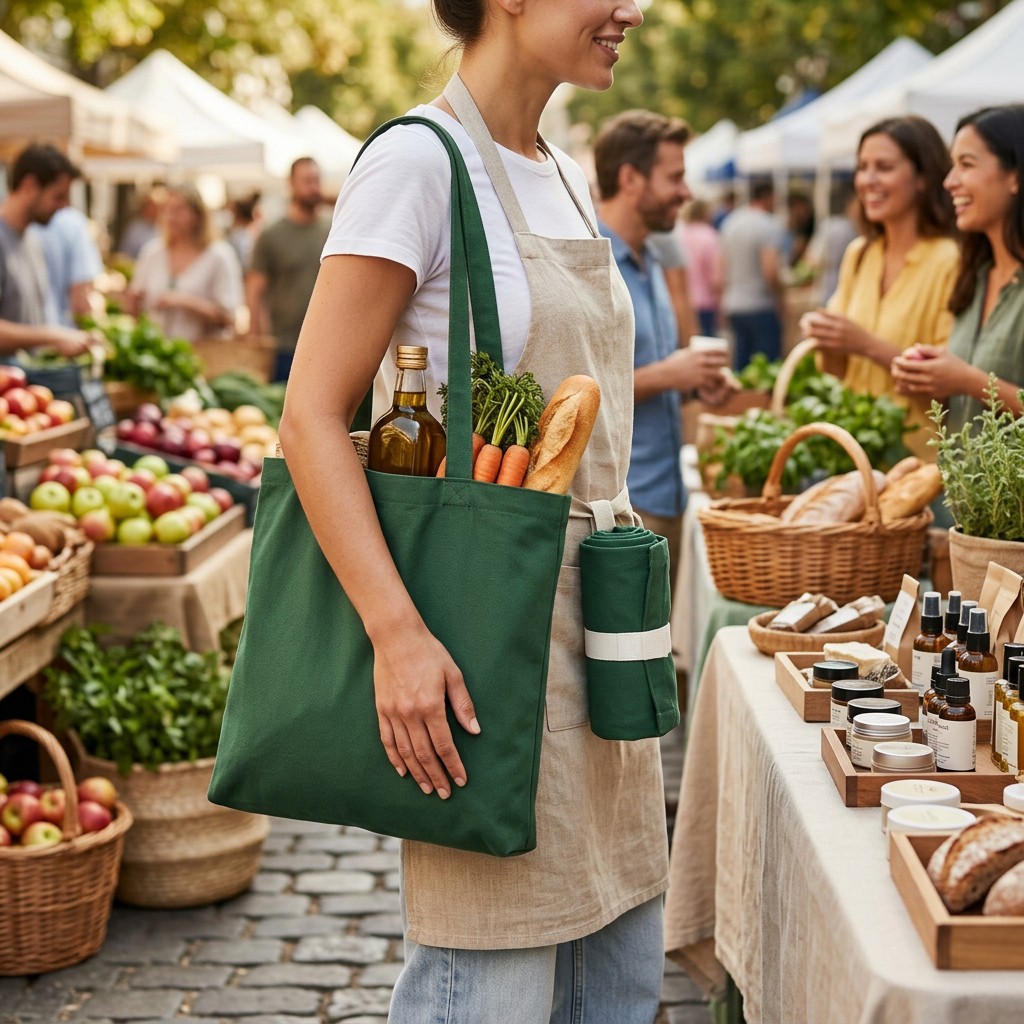 Foldable Bag Canvas Reusable For Grocery Market B2B