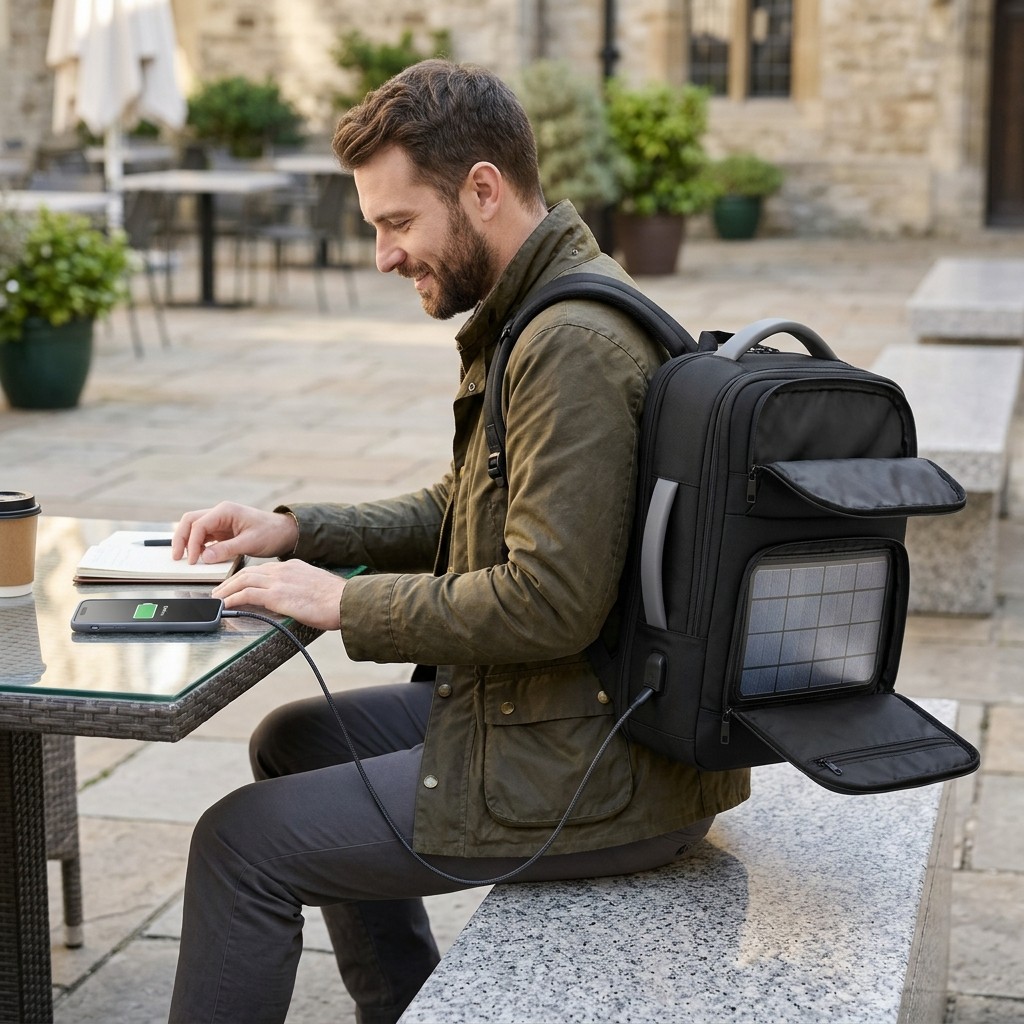 Solar Backpack Waterproof Nylon For Business Travel B2B