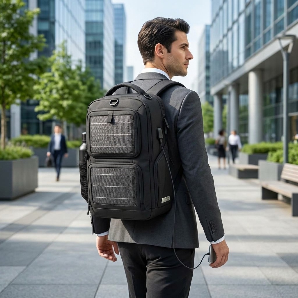 Solar Backpack Waterproof Nylon For Business Travel B2B